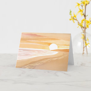 Strand Zonsondergang Aquarel Mooie Gele Kaart