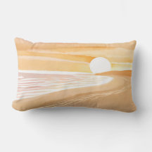 Strand Zonsondergang Aquarel | Mooie Gele