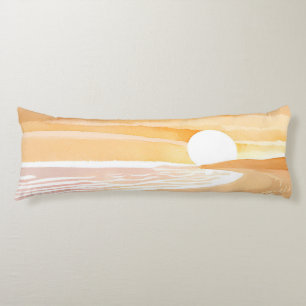Strand Zonsondergang Aquarel Mooie Gele Lichaamskussen