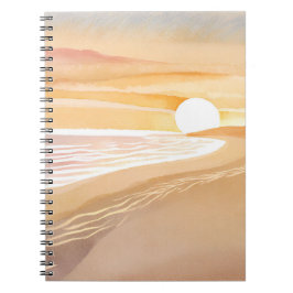 Strand Zonsondergang Aquarel | Mooie Gele  Notitieboek