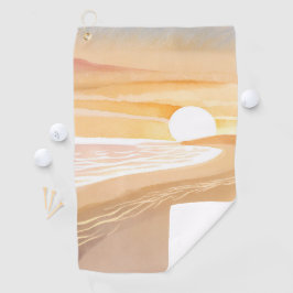 Strand Zonsondergang Aquarel | Mooie Gele Zee Golfhanddoek