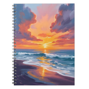 Strand Zonsondergang Aquarel Oceaan Schilderij Notitieboek