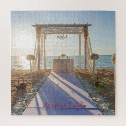 Strand Zonsondergang Arbor Bloemen Legpuzzel (Verticaal)