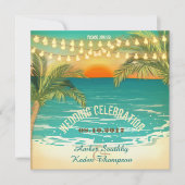 Strand Zonsondergang Bruiloft Kaart (Voorkant)