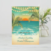 Strand Zonsondergang Bruiloft Kaart (Staand voorkant)