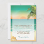 Strand Zonsondergang Bruiloft Kaart (Achterkant)