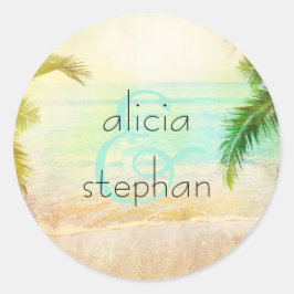 Strand Zonsondergang Bruiloft Ronde Sticker