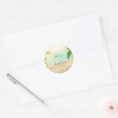 Strand Zonsondergang Bruiloft Ronde Sticker (Envelop)