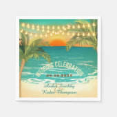 Strand Zonsondergang Bruiloft Servetten (Voorkant)