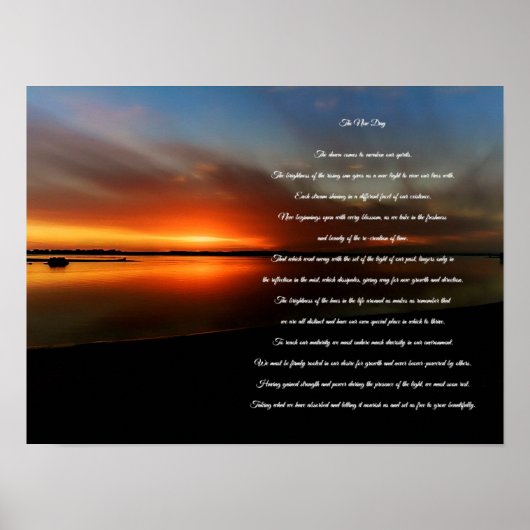 Strand zonsondergang De nieuwe dag Poster (Voorkant)