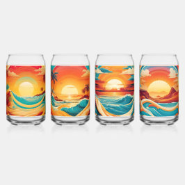 Strand zonsondergang Drinkware Set Blikvorm Glas
