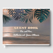 Strand Zonsondergang en Palm Lights Bestemming Bru Gastenboek (Voorkant)