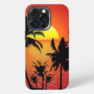 Strand zonsondergang en palmbomen iPhone 13 pro hoesje