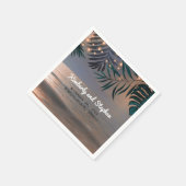 Strand Zonsondergang en Palmen Lichten Bestemming  Servet (Hoek)