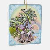 Strand Zonsondergang Flamingo Keramisch Ornament (Rechts)