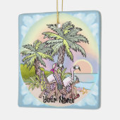 Strand Zonsondergang Flamingo Keramisch Ornament (Links)