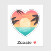 strand zonsondergang hart sticker (Vel)