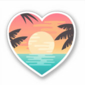 strand zonsondergang hart sticker (Voorkant)