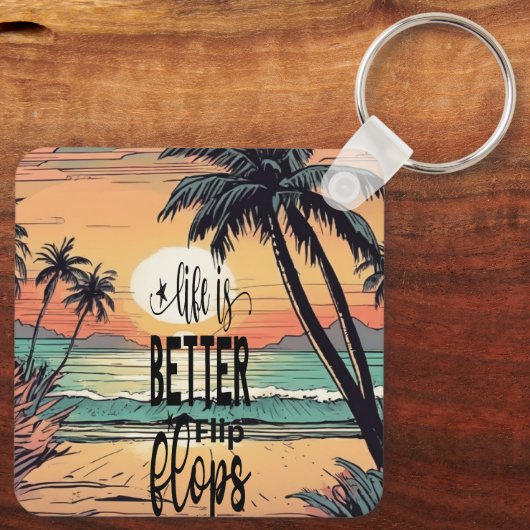 Strand Zonsondergang, Het leven is beter in Teensl Sleutelhanger (Achterkant)