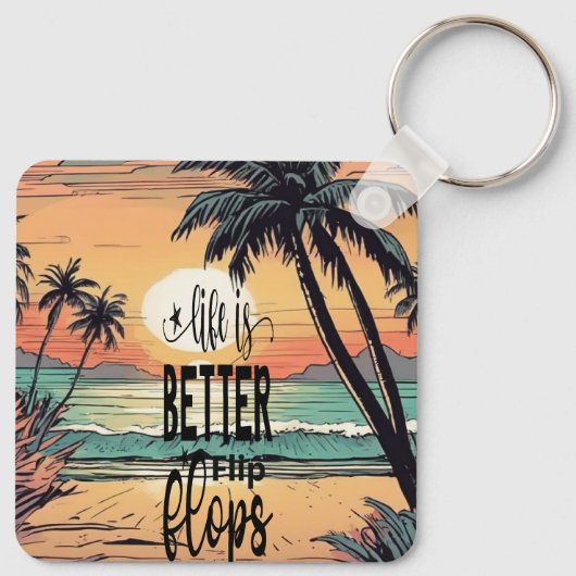 Strand Zonsondergang, Het leven is beter in Teensl Sleutelhanger (Achterkant)