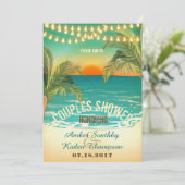 Strand Zonsondergang Koppels Bruiloft Douche Kaart (Staand voorkant)