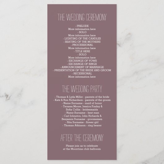 Strand zonsondergang kust bruiloft programma kaart (Achterkant)