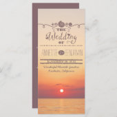 Strand zonsondergang kust bruiloft programma kaart (Voorkant / Achterkant)