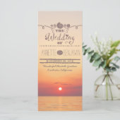 Strand zonsondergang kust bruiloft programma kaart (Staand voorkant)