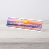 Strand Zonsondergang Kust Zomer Oceaan Golven Bureau Naambordje (Voorkant)
