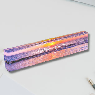 Strand Zonsondergang Kust Zomer Oceaan Golven Naambordje