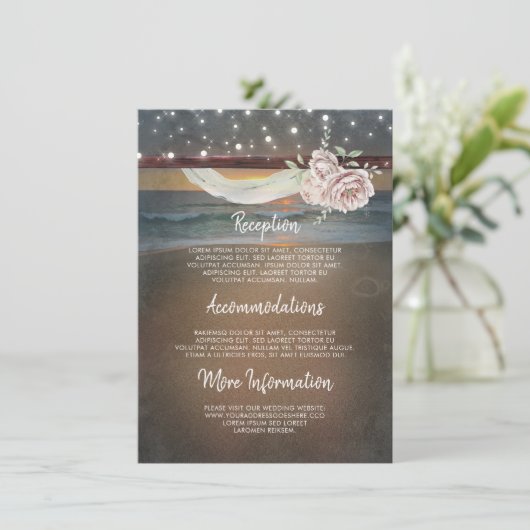 Strand Zonsondergang Landschap Bruiloft Informatie Informatiekaartje (Staand voorkant)