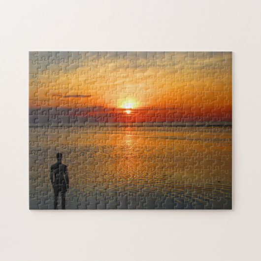 strand zonsondergang man legpuzzel (Horizontaal)