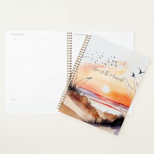 Strand zonsondergang met vogels planner (Display)