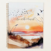 Strand zonsondergang met vogels planner (Voorkant)