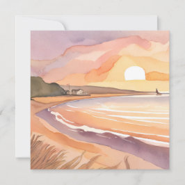 Strand zonsondergang | Mooie aquarelschildering Kaart