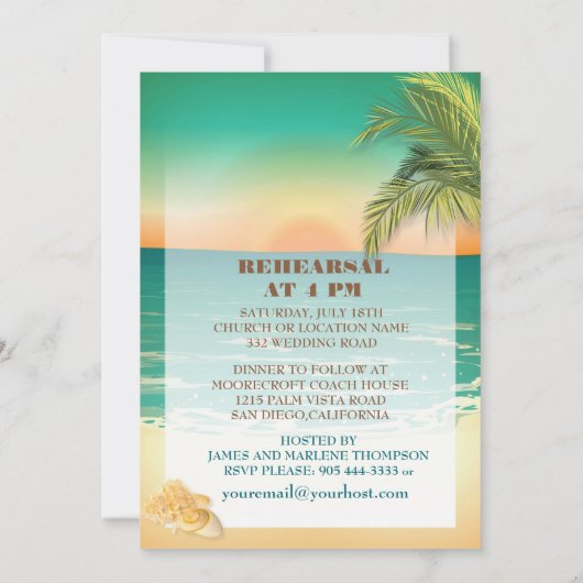 Strand Zonsondergang Oefenavond Eten 2 Kaart (Achterkant)