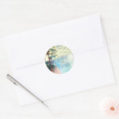 Strand Zonsondergang Palm Lights Waterverf Bruilof Ronde Sticker (Envelop)
