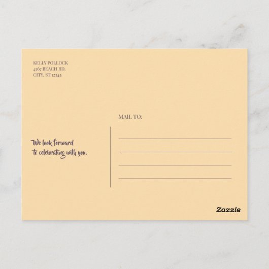 Strand Zonsondergang Palmbomen en Lichten Save the Briefkaart (Achterkant)