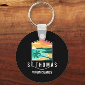 Strand Zonsondergang Palmboom Amerikaanse Maagdene Sleutelhanger (Voorkant)