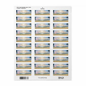 Strand,Zonsondergang,Palmboom, Roze Flamingo Etiket (Full Sheet)