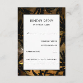 Strand Zonsondergang Palmen Bruiloft RSVP Kaarten Kaartje