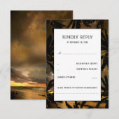 Strand Zonsondergang Palmen Bruiloft RSVP Kaarten Kaartje (Voorkant / Achterkant)