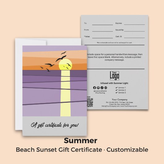 Strand Zonsondergang · Portret 5x7 Cadeaubon