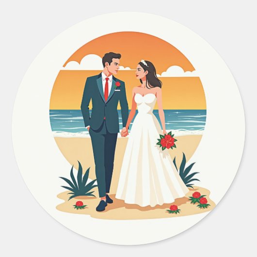 Strand Zonsondergang Romantiek Sticker (Voorkant)