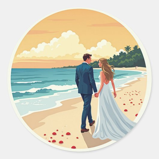 Strand Zonsondergang Romantiek Sticker (Voorkant)