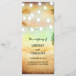 Strand zonsondergang romantische bruiloft programm programmakaart