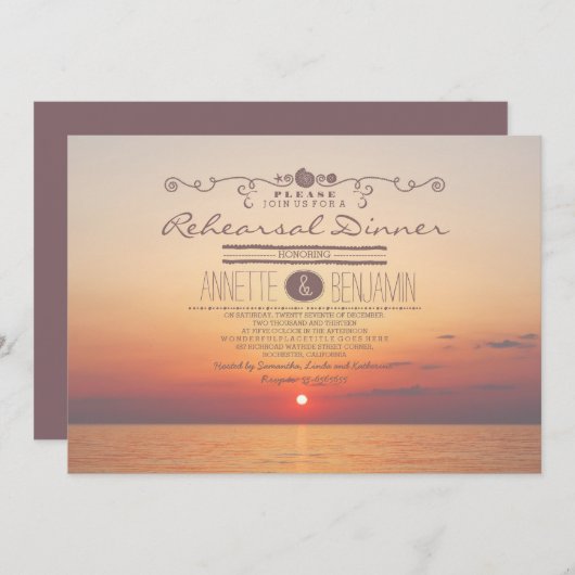 Strand zonsondergang romantische moderne repetitie kaart (Voorkant / Achterkant)