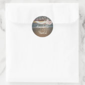 Strand Zonsondergang Romantische Zomer Bruiloft Ronde Sticker (Tas)
