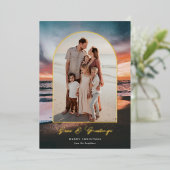 Strand zonsondergang schilderen zeeën en groeten f folie feestdagenkaart (Staand Voorkant)