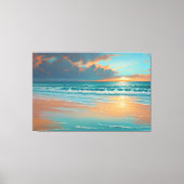 Strand Zonsondergang Schilderij Canvas Print (Voorkant)